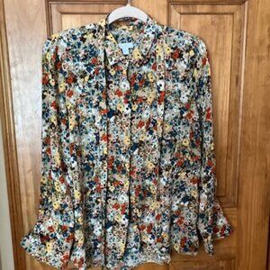 J.Jill print shirt with tie